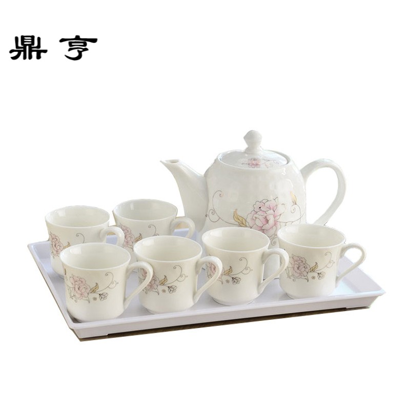 鼎亨骨瓷功夫茶具套装家用陶瓷水具咖啡饮具大号茶壶茶杯套装带茶