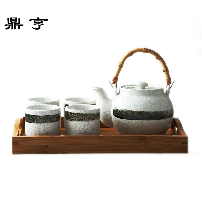 鼎亨日式和风茶壶茶杯 釉下彩雪花釉茶具 特色开水冷水壶陶瓷茶具
