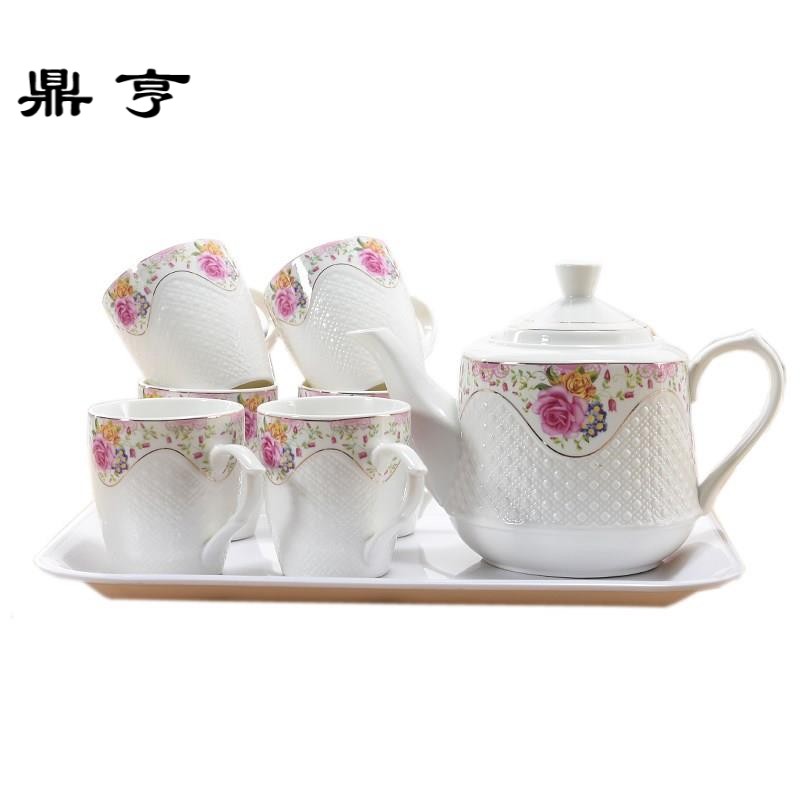 鼎亨陶瓷茶壶套装 家用大号客厅耐高温凉水壶水杯带过滤泡茶壶带