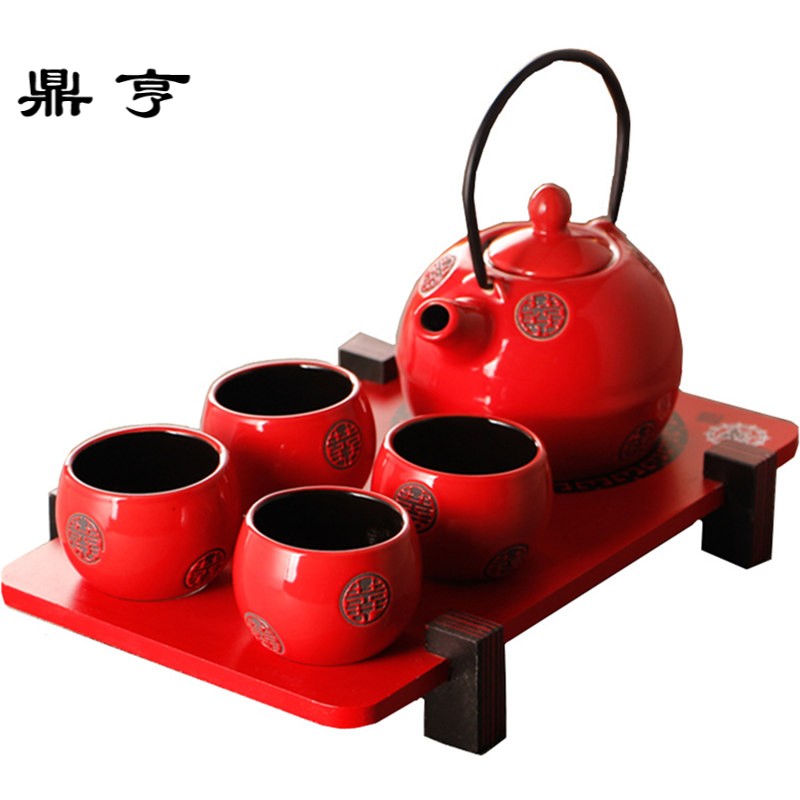 鼎亨[微瑕疵清仓]日式和风陶瓷功夫茶具套装茶杯子茶盘冷水壶泡