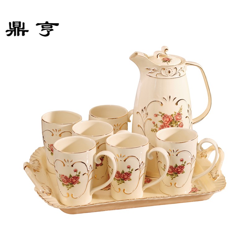 鼎亨欧式茶具套装带托盘陶瓷英式下午茶咖啡杯套装茶壶结婚冷