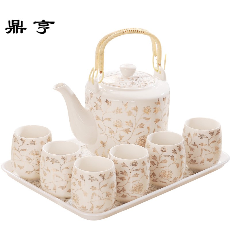 鼎亨欧式陶瓷茶具茶壶套装家用简约泡茶大号冷热水壶茶杯茶盘客厅