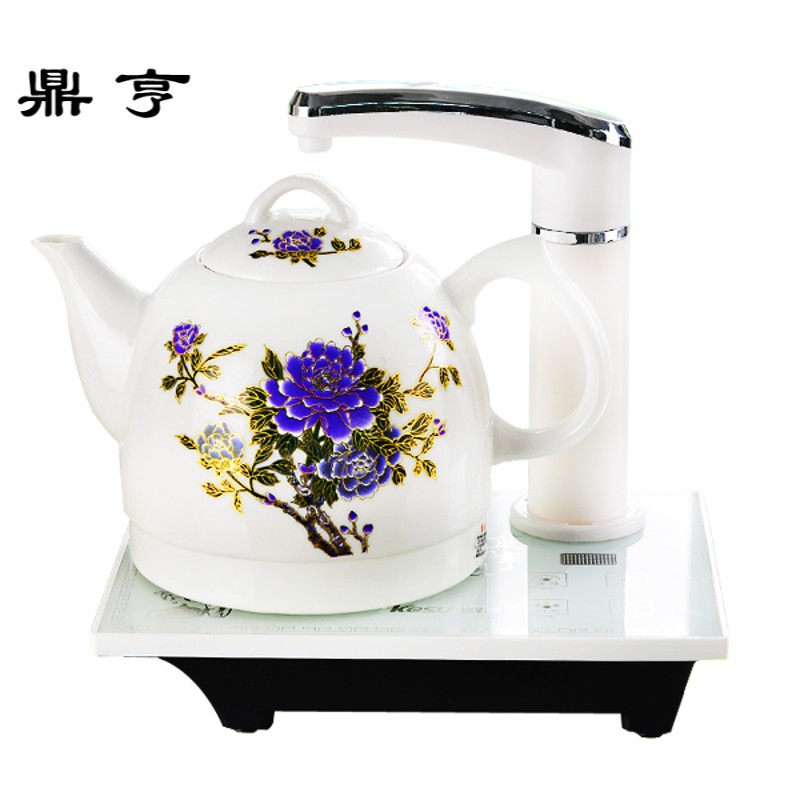 鼎亨家用加水陶瓷茶壶抽水茶具电茶壶自动上水茶壶电热水壶套装烧