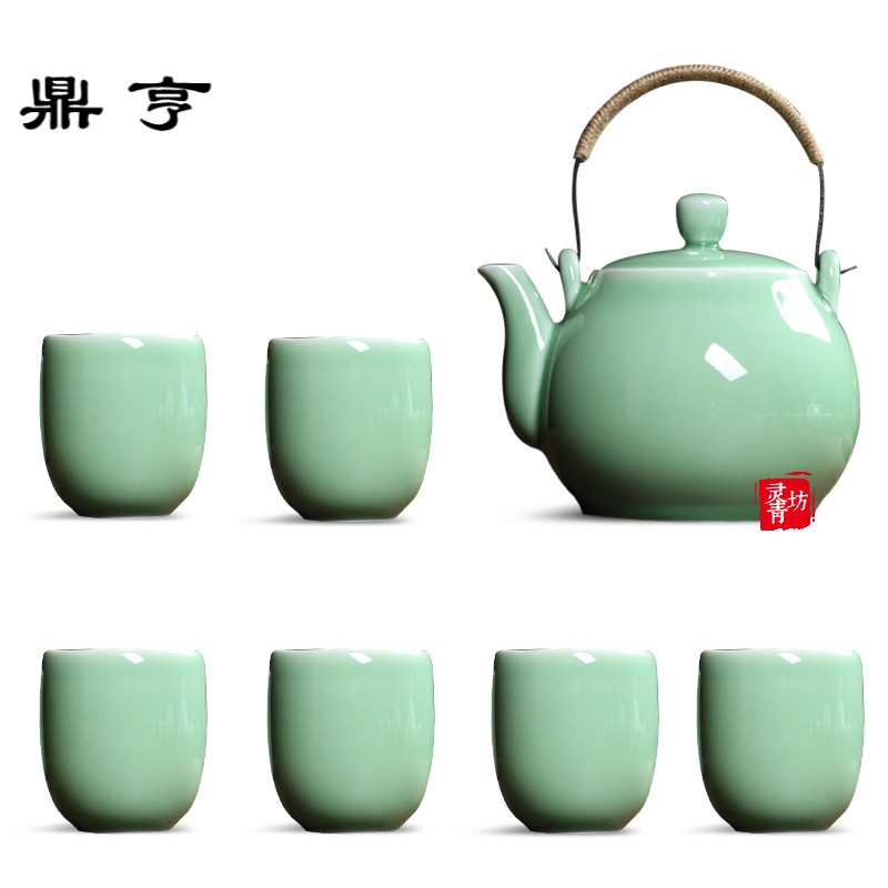 鼎亨灵青坊大号茶壶茶具套装陶瓷凉茶凉水壶大容量提梁壶家用