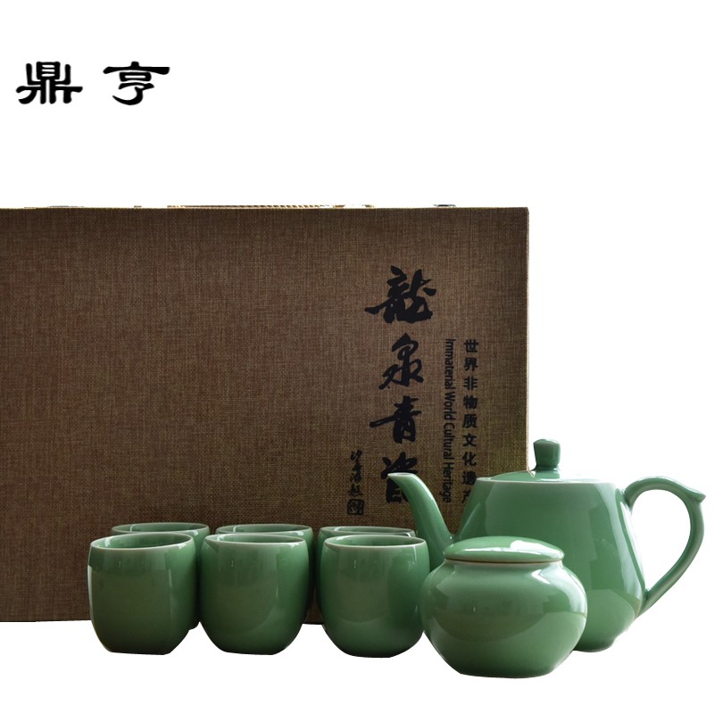 鼎亨大号陶瓷凉水壶茶具套装 家用花茶壶泡茶杯冷水壶礼盒装 商用