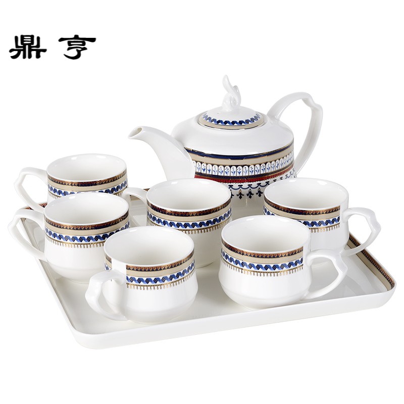 鼎亨陶瓷茶具套装 8件套欧式雅轩茶具凉水壶套装一壶六杯带托盘