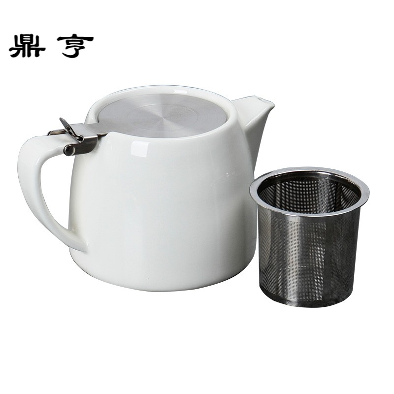 鼎亨家用茶壶陶瓷单壶带过滤网办公泡茶水壶大码酒店餐厅茶壶茶杯