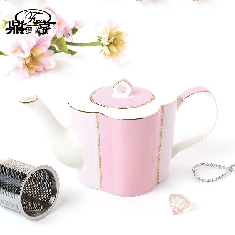 鼎亨英式陶瓷花茶套装茶具泡茶壶下午茶四叶咖啡具咖啡凉水壶