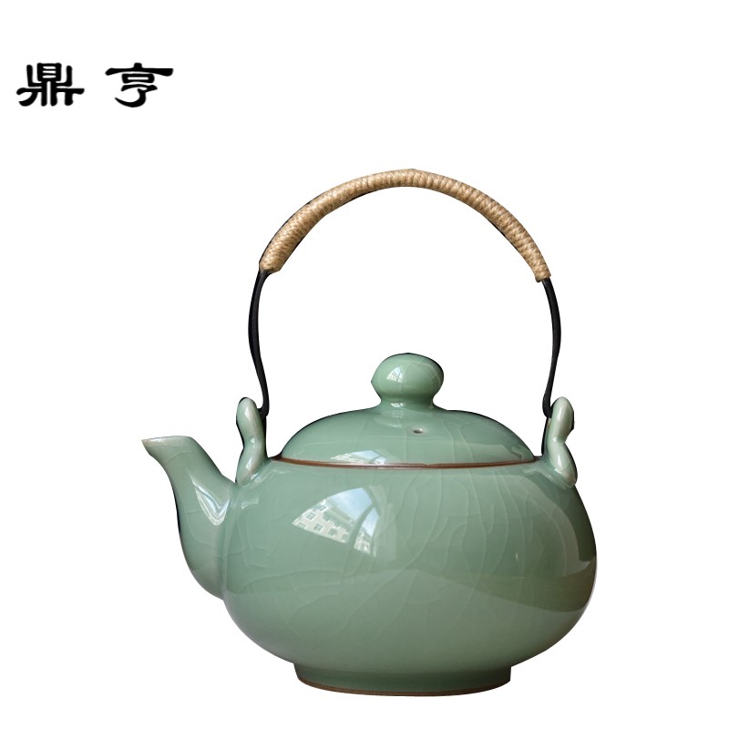 鼎亨大号泡茶壶陶瓷凉水壶茶具提梁壶套装家用耐高温过滤加厚