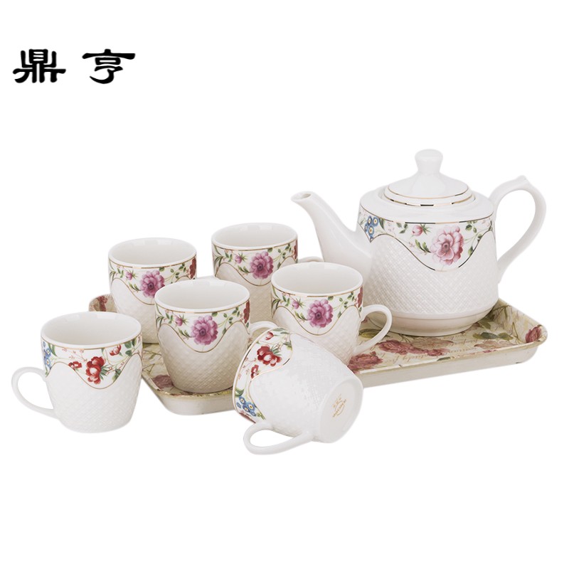 鼎亨陶瓷家用茶壶套装婚庆茶具杯具大容量耐热泡茶壶冷水壶凉水壶