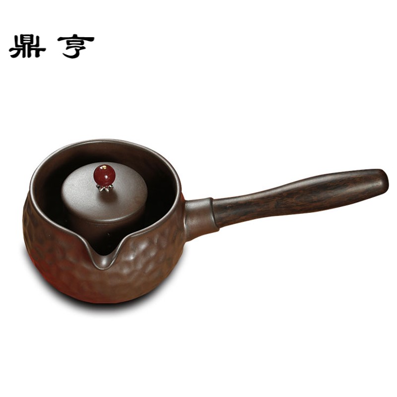 鼎亨日式粗陶侧把煮茶器实木柄陶瓷烧水壶普洱黑白茶电陶炉煮茶壶