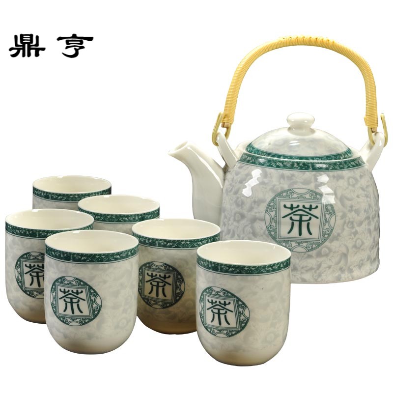 鼎亨日式陶瓷茶壶大号青花瓷提梁壶过滤家用泡茶套装凉水壶茶具景