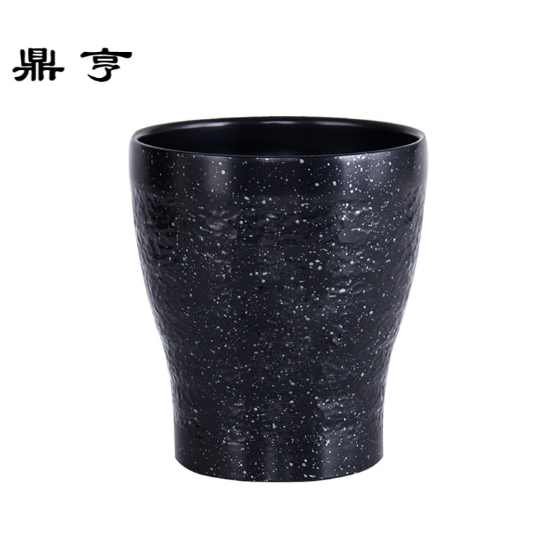 鼎亨茶杯双层不锈钢陶瓷防摔纯色日式敞口杯弧形保冷啤酒水杯