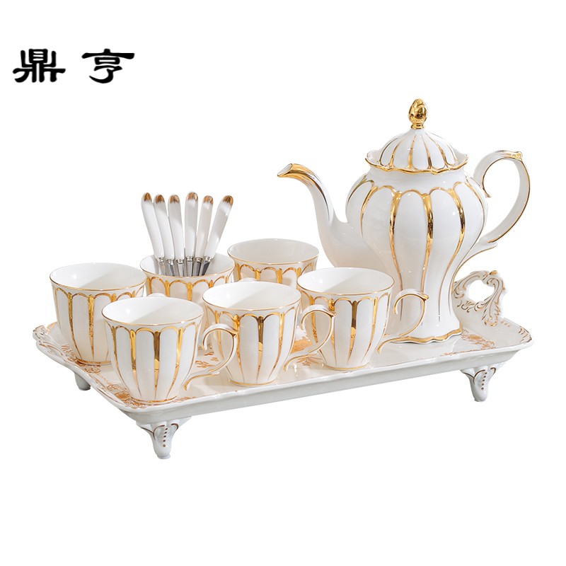 鼎亨欧式茶具套装家用带托盘英式下午茶陶瓷咖啡茶杯水杯套具结婚