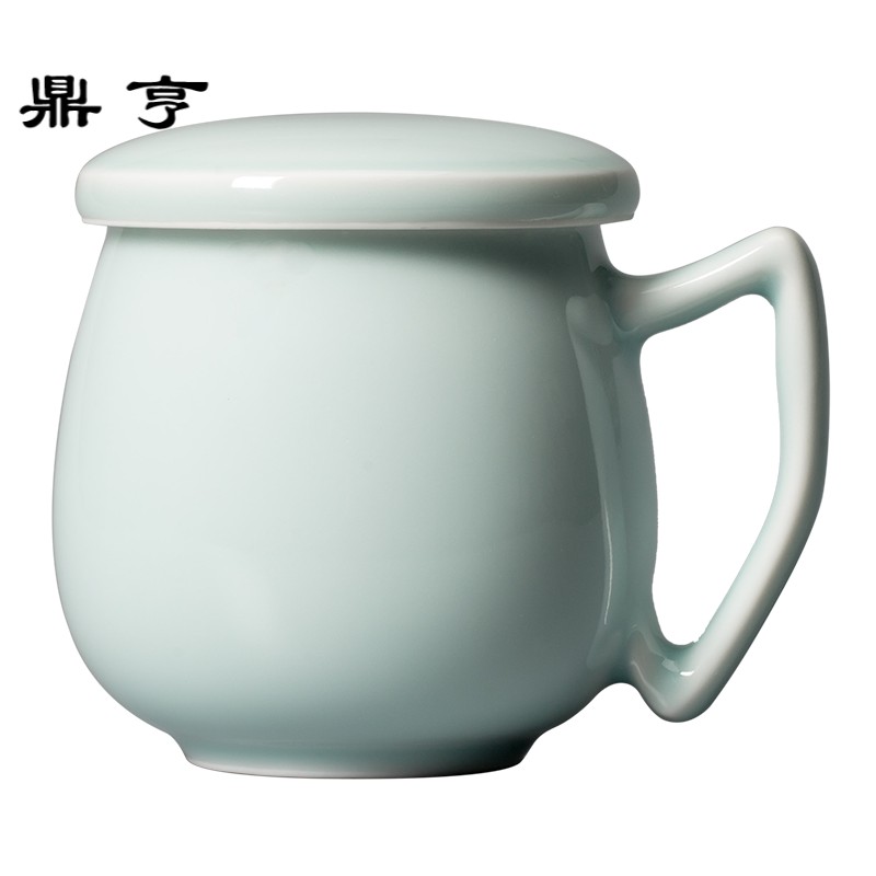 鼎亨创意马克杯定制个人杯子陶瓷带盖泡茶杯过滤办公杯简约家用喝