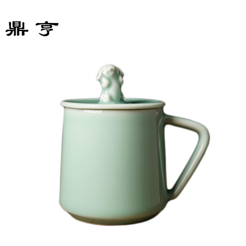 鼎亨茶杯手工创意办公杯陶瓷家用会议杯泡茶带盖狗年旺财