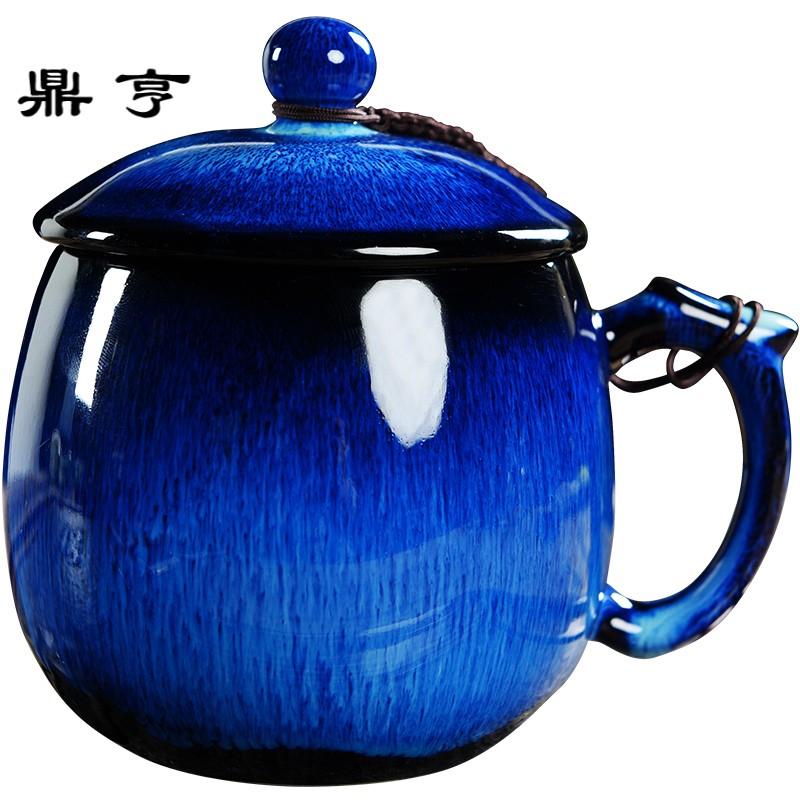 鼎亨窑变玲珑陶瓷茶杯办公室带盖个性水杯功夫茶具会议个人杯定制