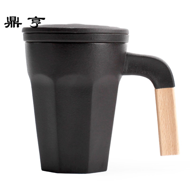 鼎亨锐度陶瓷杯带盖创意办公室情侣马克杯定制茶杯过滤水杯男家用