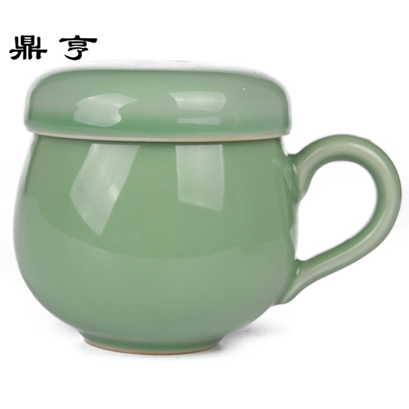 鼎亨龙泉青瓷泡茶杯陶瓷过滤带盖同心杯办公室个性内胆茶叶茶水分
