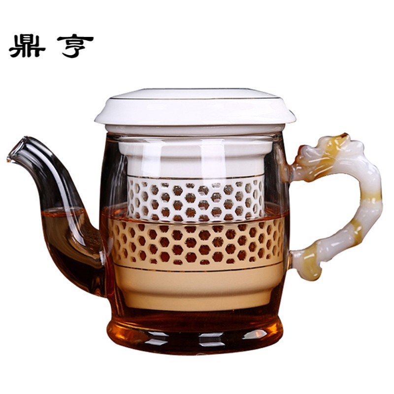 鼎亨加厚耐热玻璃茶壶陶瓷过滤内胆功夫泡茶器透明红茶茶具蜂巢玲