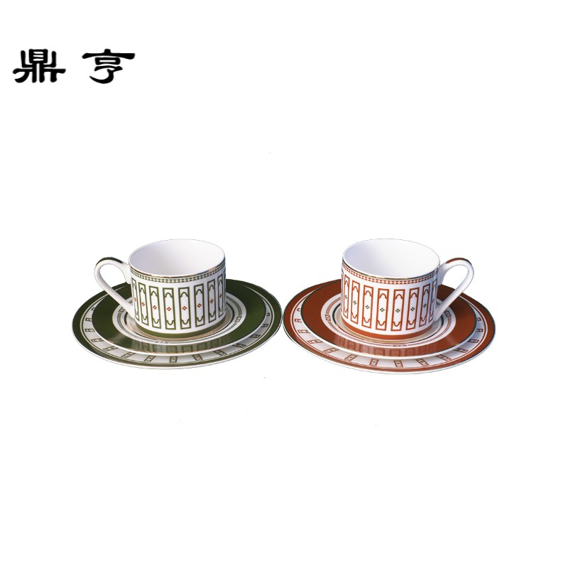 鼎亨[]美第奇下午茶杯套装 原创设计复古骨瓷咖啡对杯