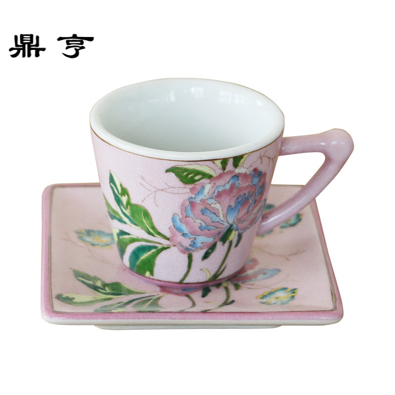 鼎亨欧式陶瓷咖啡杯套装创意手工彩绘新中式小茶杯情侣陶瓷杯家用