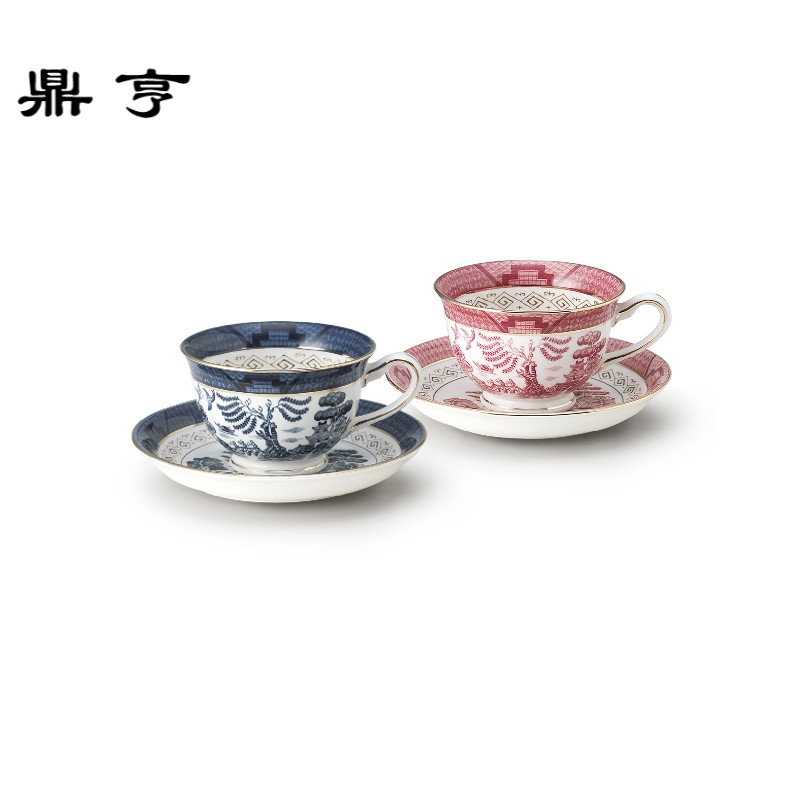 鼎亨现货日本进口山水陶瓷咖啡杯茶杯杯碟套装礼盒装
