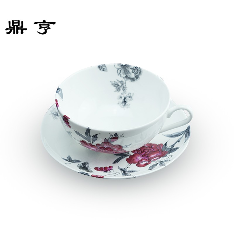 鼎亨 欧式创意复古骨瓷咖啡杯碟套装英式田园风陶瓷下午茶杯