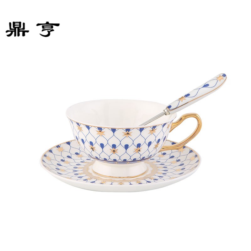 鼎亨轻奢描金骨瓷咖啡杯欧式英式下午茶杯具套装陶瓷花茶杯包邮送