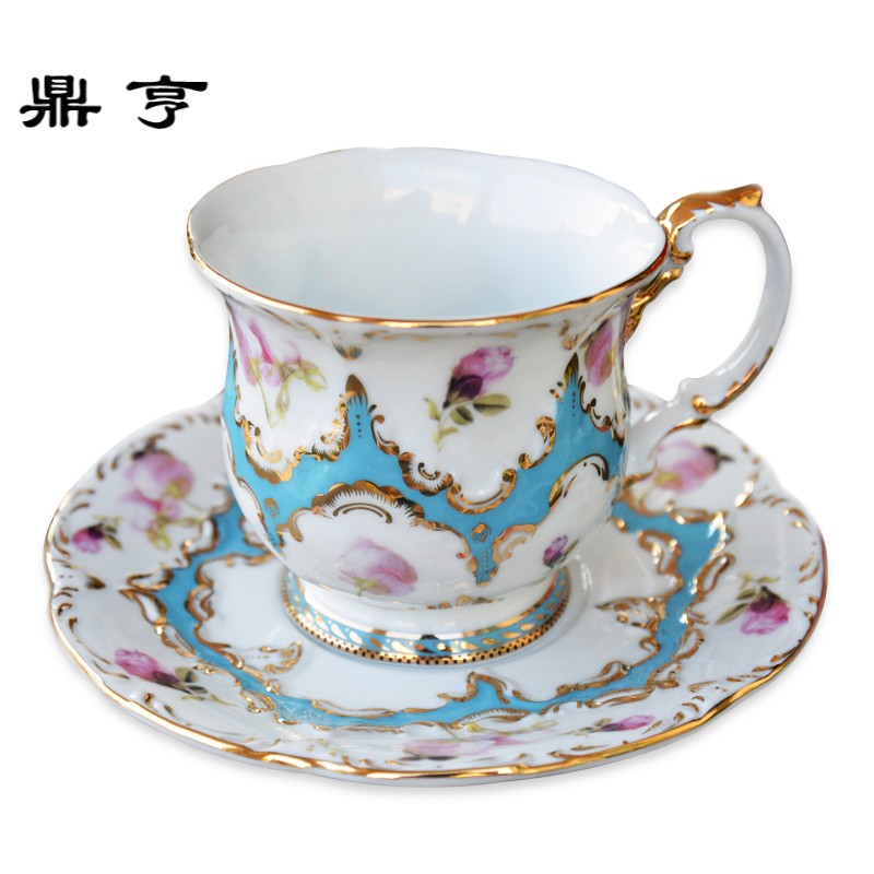 鼎亨英式下午茶咖啡杯浮描金欧式小家用骨瓷红茶杯陶瓷花茶