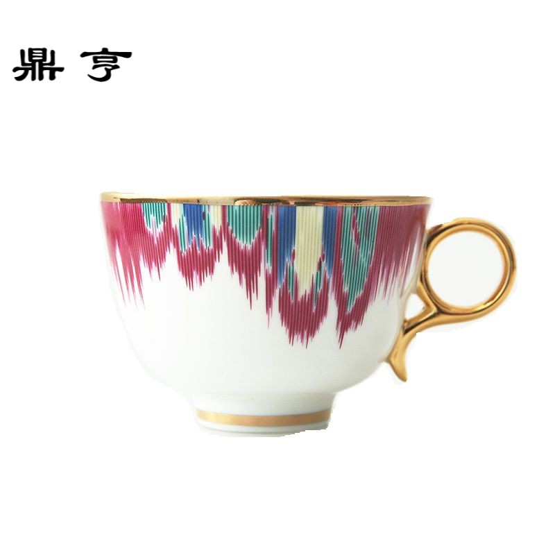 鼎亨创意设计手工描24K金骨质瓷抽象咖啡杯下午红茶杯碟套装
