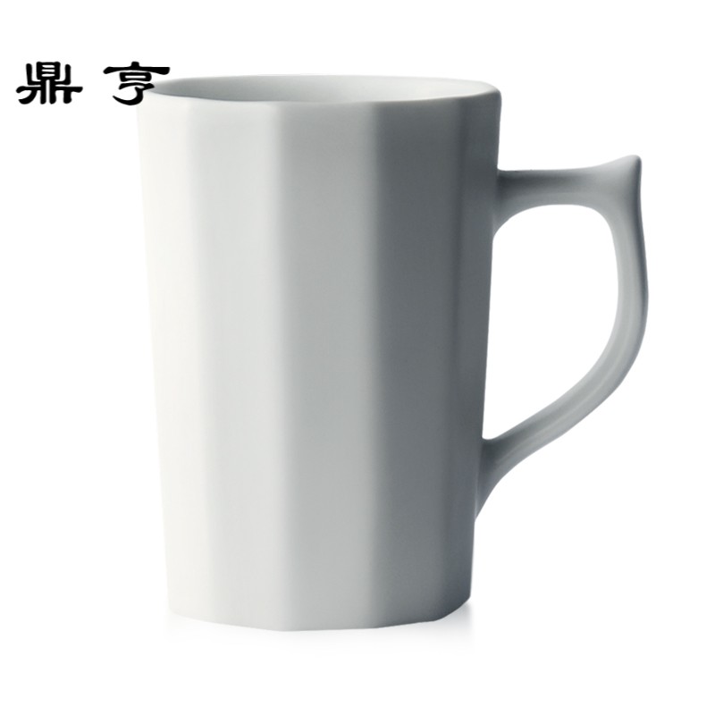鼎亨景德镇陶瓷杯带把手简约办公白手沖咖啡杯茶杯陶瓷情侣杯水杯