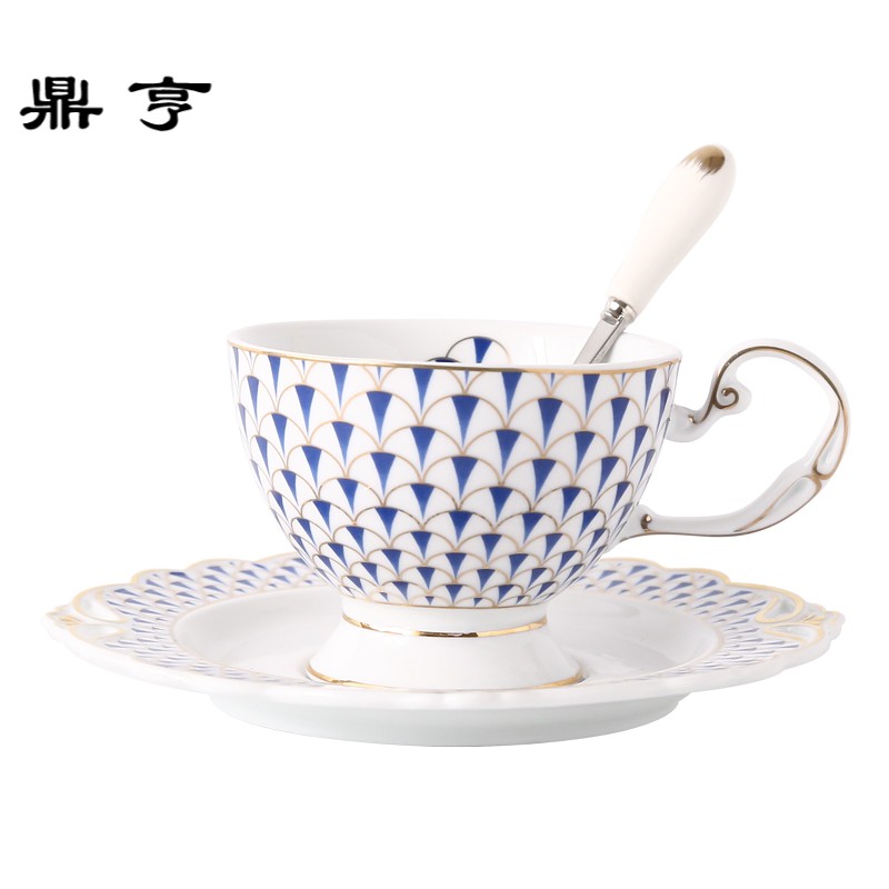 鼎亨欧式陶瓷咖啡杯子下午花茶杯杯碟套装带勺子高贵描金红茶