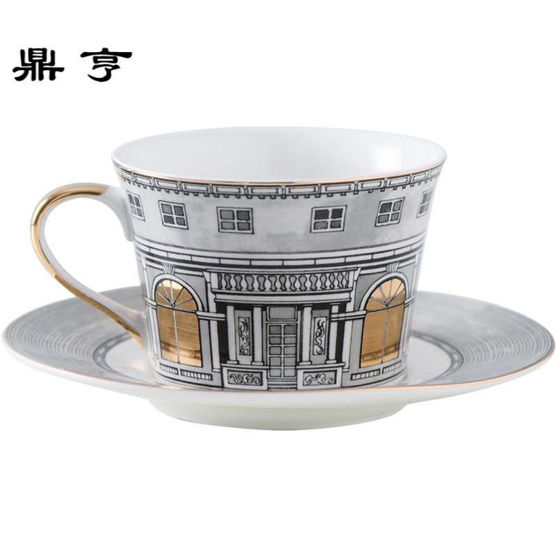 鼎亨英式骨瓷描金咖啡杯碟套装下午茶陶瓷红茶杯配碟 欧式轻奢风
