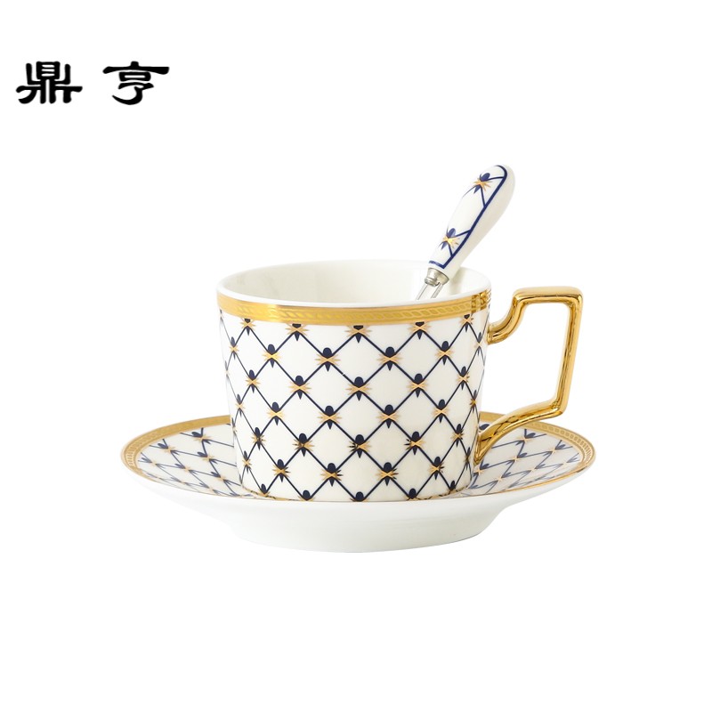 鼎亨欧式咖啡杯碟英式金边陶瓷咖啡杯套装家用简约下午茶花茶茶杯