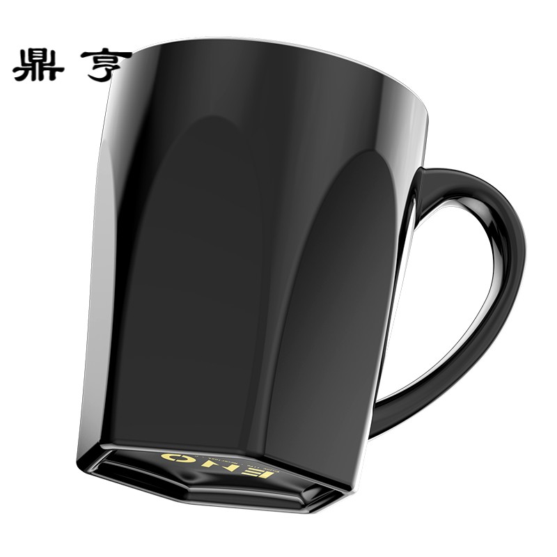 鼎亨英国陶瓷杯咖啡杯 带盖茶杯办公室 男女士水杯便携情侣马克杯