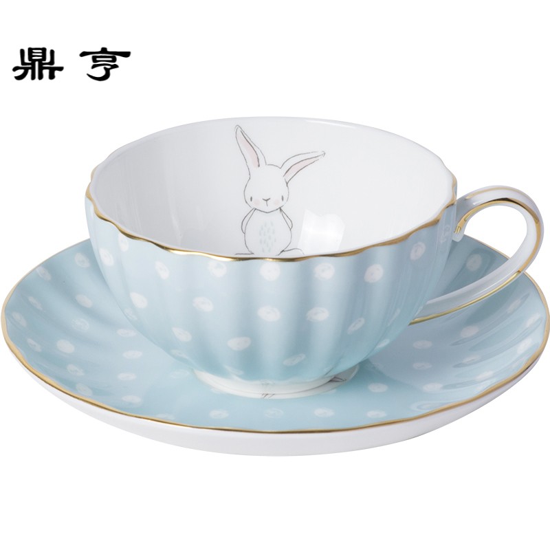鼎亨家居兔子骨瓷英式咖啡杯红茶杯下午茶花茶杯可爱杯碟套装