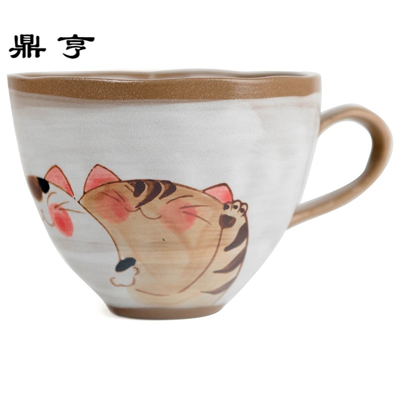 鼎亨日式各系粗陶水杯茶杯咖啡牛奶马克杯子手绘猫咪个性创意陶器