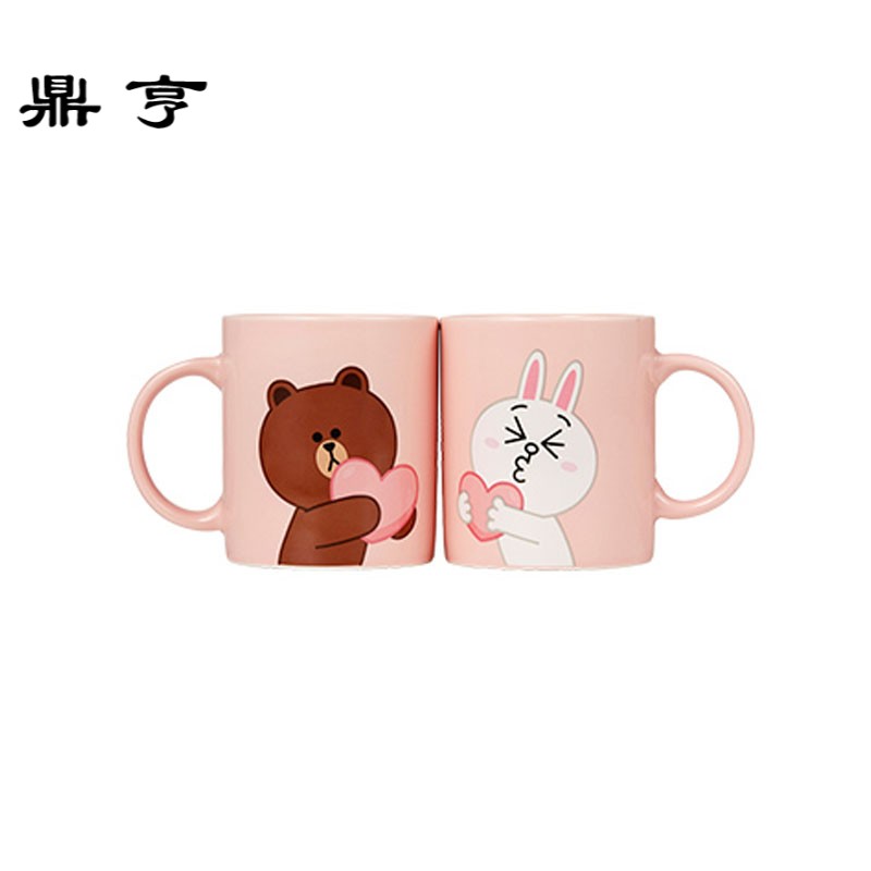 鼎亨韩国Line Friends布朗熊情侣陶瓷杯子茶杯马克杯办公室咖啡杯