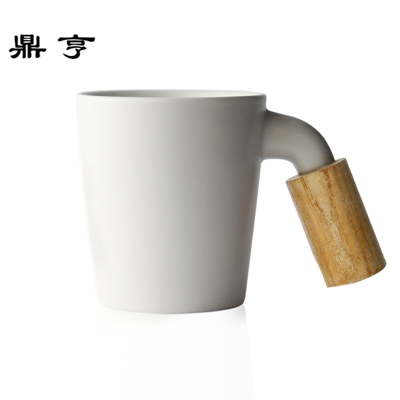 鼎亨咖啡杯简约欧式马克杯创意情侶男女對杯带木盖勺白色陶瓷水杯