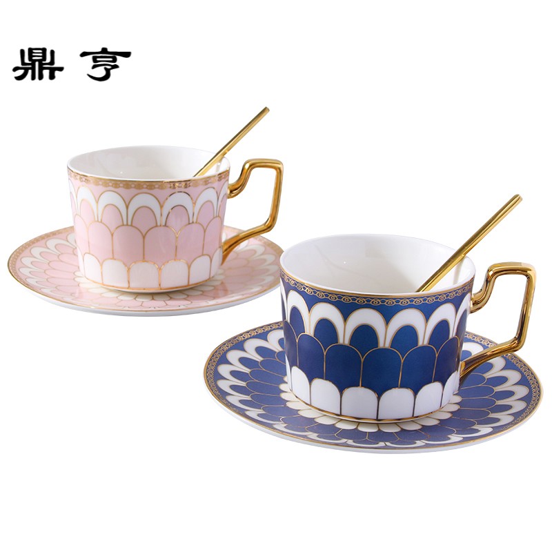 鼎亨欧式小咖啡杯碟套装带勺陶瓷杯子家用简约英式红茶下午茶