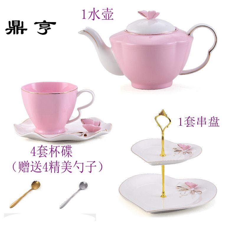 鼎亨欧式出口色土咖啡杯碟套装创意陶瓷茶水杯下午茶具时尚花茶杯