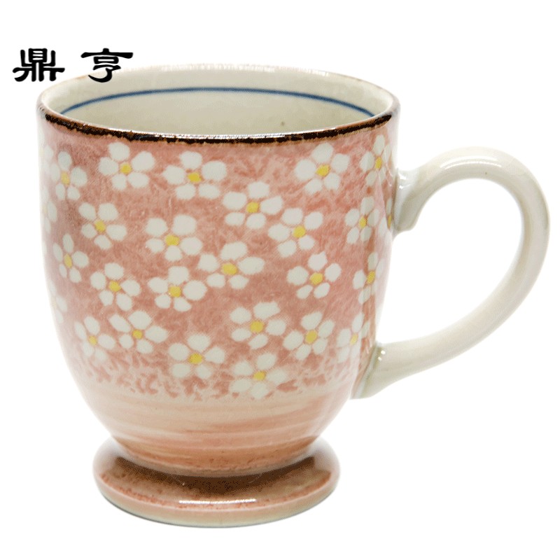 鼎亨日本进口 釉下彩工艺陶瓷杯 樱花图案马克杯茶杯 咖啡牛奶杯