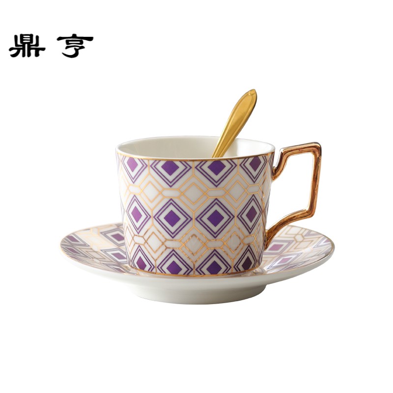 鼎亨英式陶瓷咖啡杯碟套装带勺欧式红茶杯下午茶茶杯家用简约咖啡