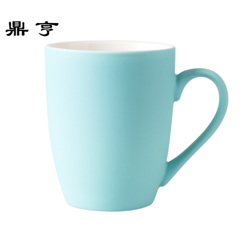 鼎亨创意可爱水杯陶瓷大容量带盖马克杯情侣水杯带勺咖啡杯牛奶杯