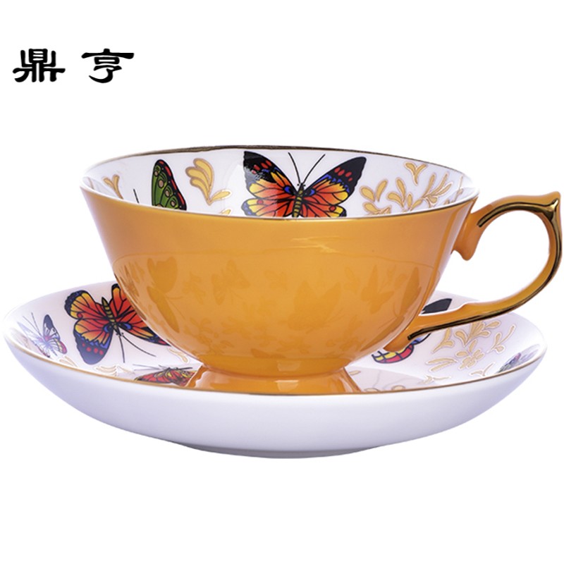鼎亨妙Home欧式轻奢咖啡杯英式下午茶杯骨瓷蝴蝶描金茶具陶瓷红茶