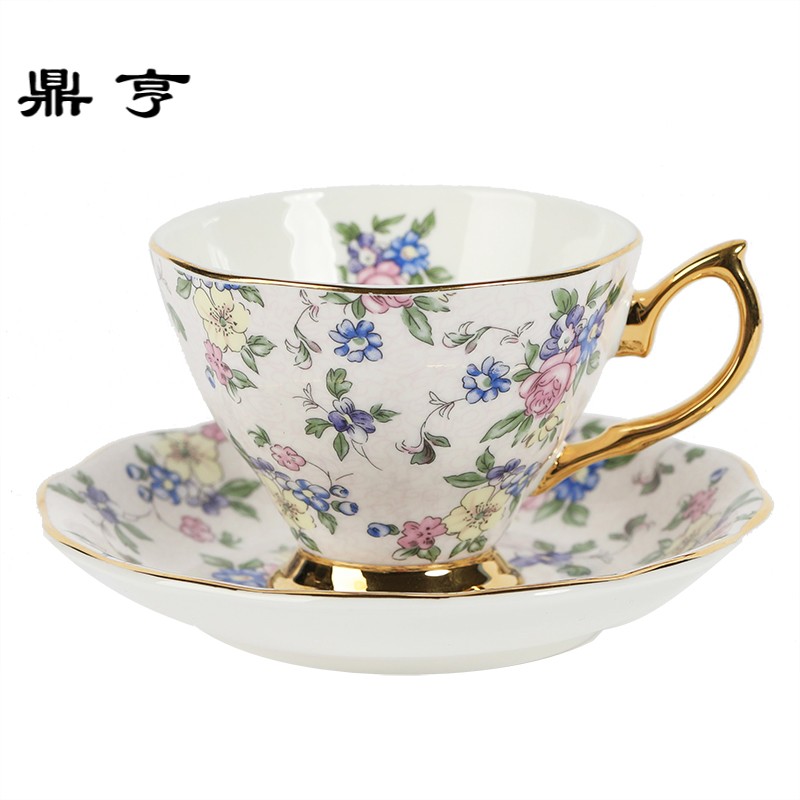 鼎亨点英式下午茶骨瓷咖啡杯碟子红茶杯陶瓷金边欧式咖啡具套装