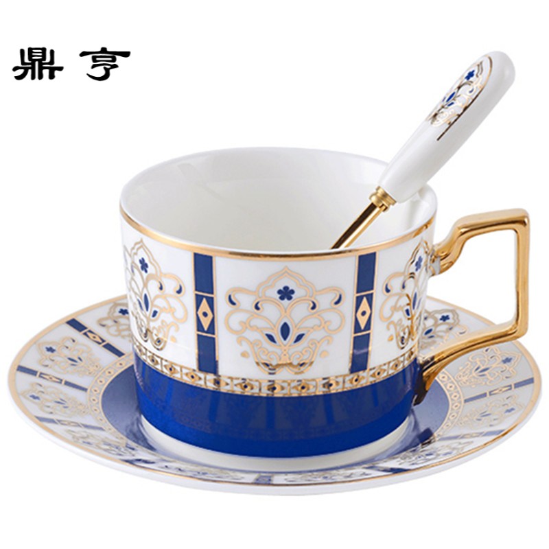 鼎亨欧式陶瓷挂耳套装金边骨瓷咖啡具简约下午红茶杯礼品