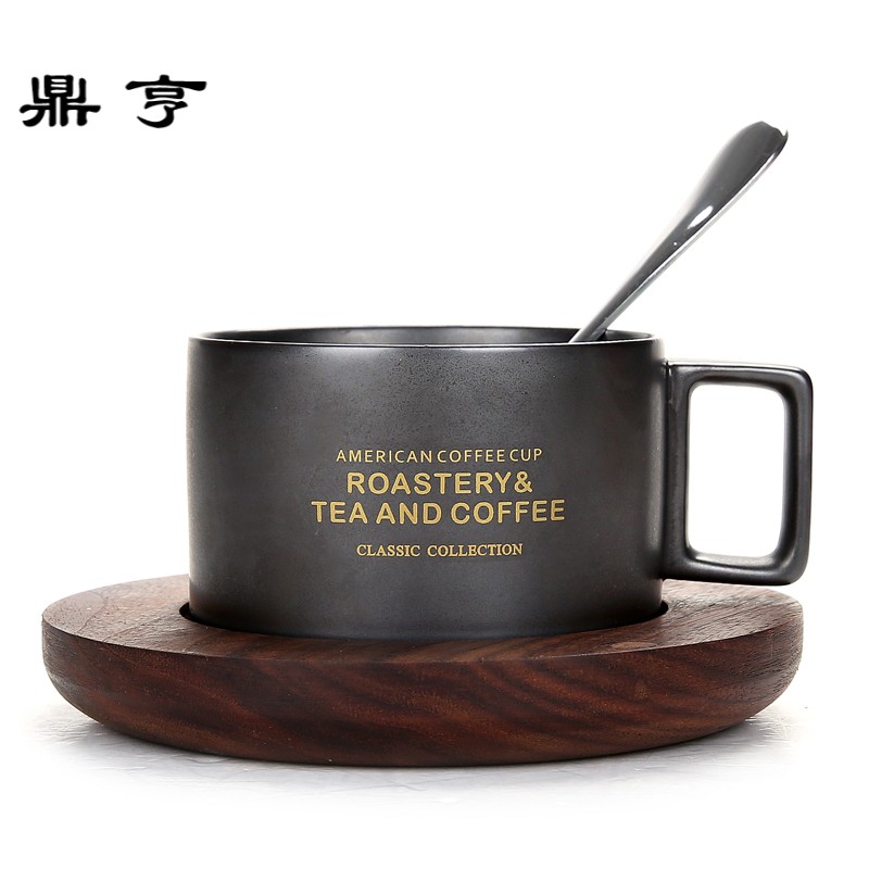 鼎亨创意美式咖啡杯带碟勺套装 欧式情侣杯水杯子简约陶瓷马克杯