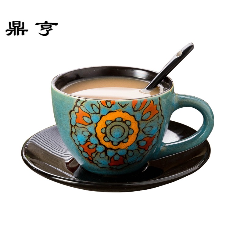 鼎亨网红家用咖啡杯 欧式小 优雅美式陶瓷咖啡杯碟勺架子简约
